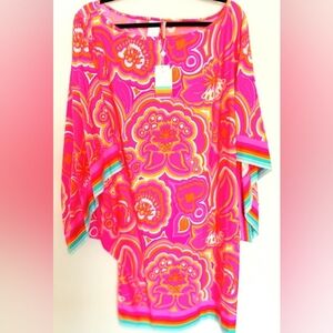 TRINA TURK NWT 25th Anniversary Fabulous Hot Pink & Coral Tunic Dress Size 2X